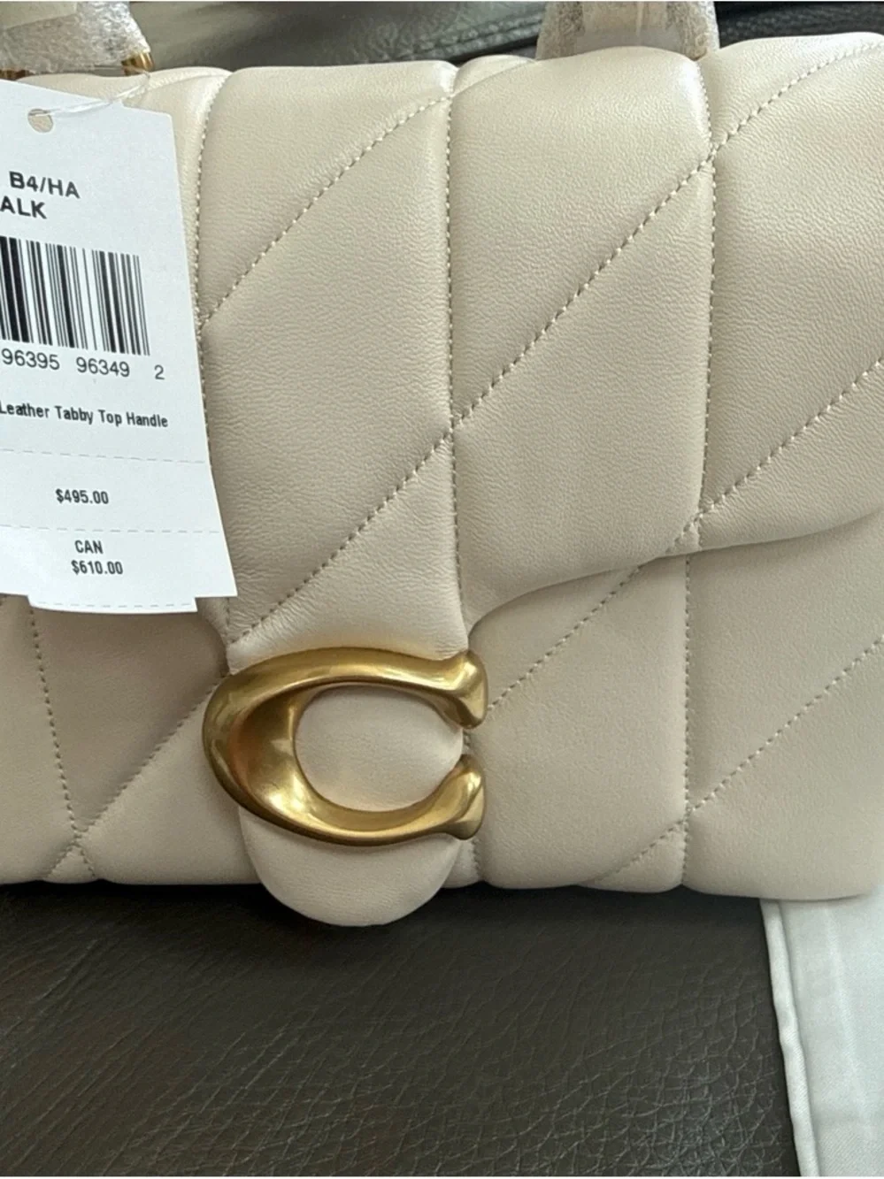 Coach Quilted Tabby Shoulder Bag - Chalk with Gold Hardware